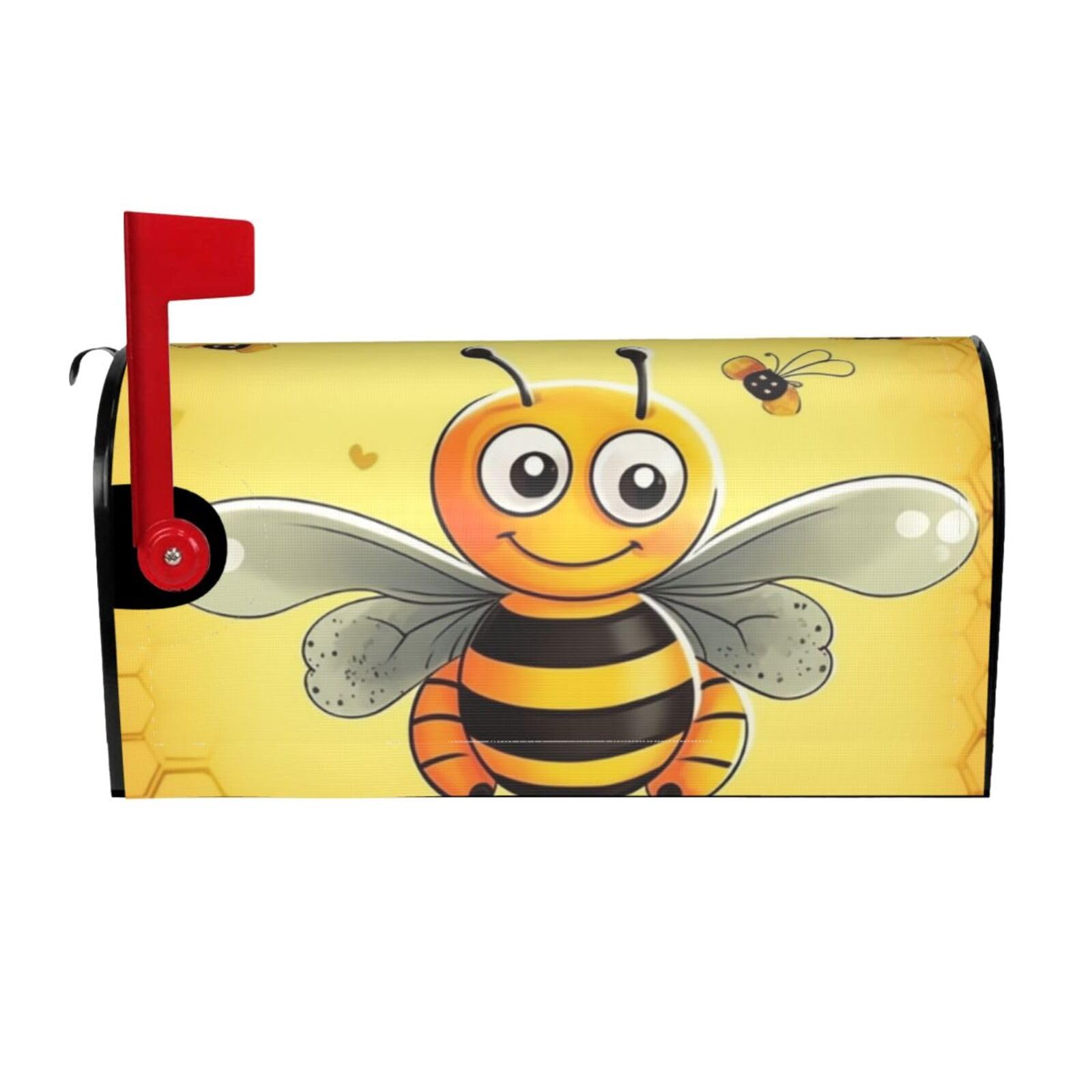 Bee on The Square Mailbox Covers Magnetic Wraps Post Letter Box Cover Garden Home Decor 21x18 in