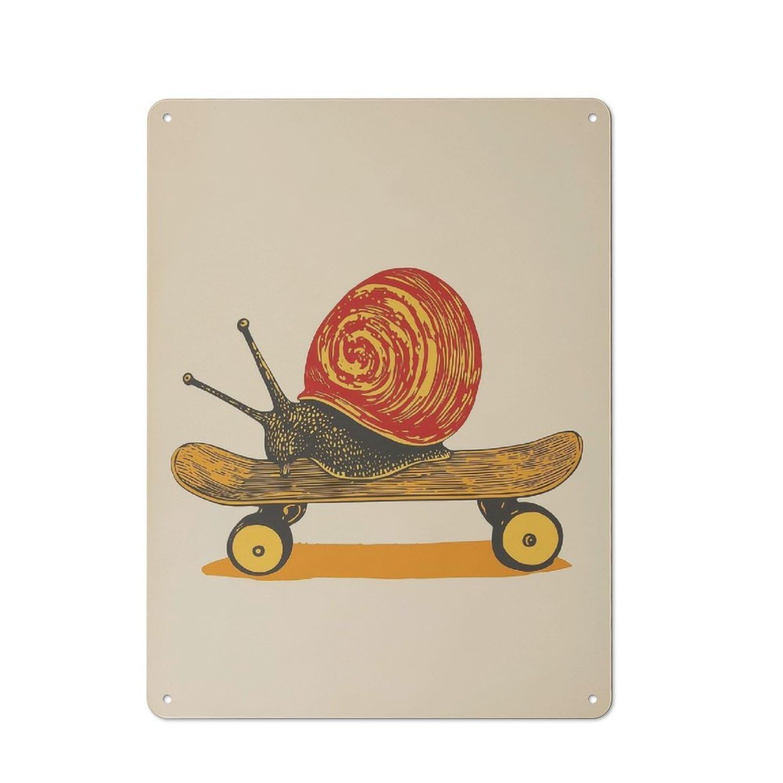 Junmoney Style-17 40X30cm Retro Metal Plaque With Snail Skateboarding Retro For Garage Or Workshop, Housewarming Present For People Styling Garage And Workshop