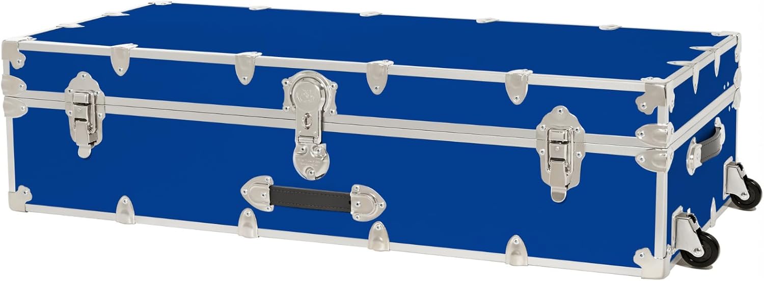 Rhino Trunk & Case Trundle Home Storage & College Trunk With Wheels - 44”x20”x12” - 1500+ lbs Capacity. USA Made Secure Under-Dorm Bed Footlocker for Clothes and Food, and Underbed Shoe Storage Box
