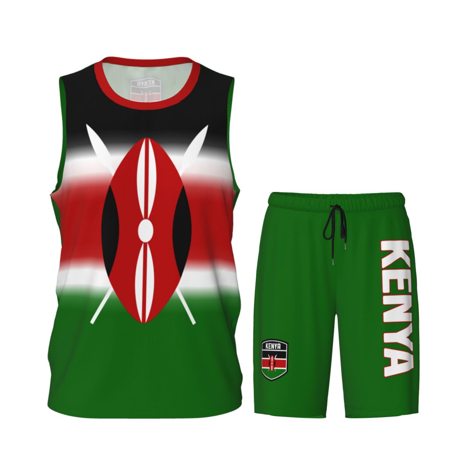DABOYOZHZH Kenya Flag Basketball Uniform Suit for Men Team Training Athletic Gradient Jersey