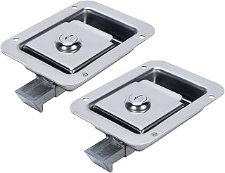304 Stainless Steel Trailer Paddle Door Latch 121x91mm Heavy Duty Flush Mount Lock with 2 Keys for RV Truck Tool Box Electrical Cabinet Up to 24mm Thick Suitable for Outdoor and Indoor Use