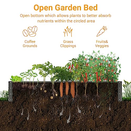 Udpatio Galvanized Raised Garden Bed 6X3X1 Ft, Outdoor Metal Planter Boxes For Planting Vegetables, Flowers, Herbs And Fruits, Gardening Deep Roof Planter Steel Kit, Dark Grey #TOP3