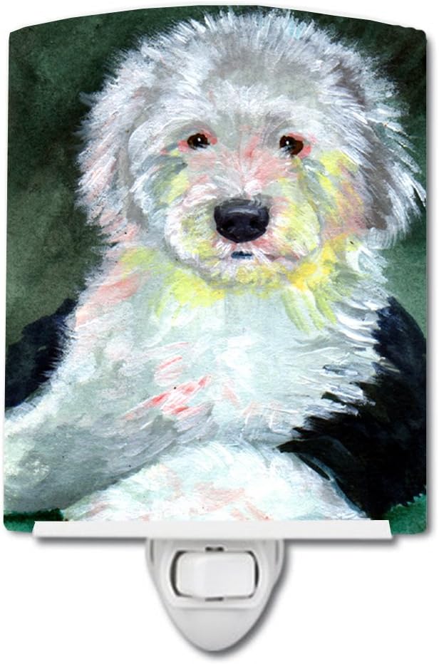 Caroline's Treasures 7252CNL Old English Sheepdog Ceramic Night Light Compact, UL-Certified, Ideal for Bedroom, Bathroom, Nursery, Hallway, Kitchen, 6x4x3, Multicolor