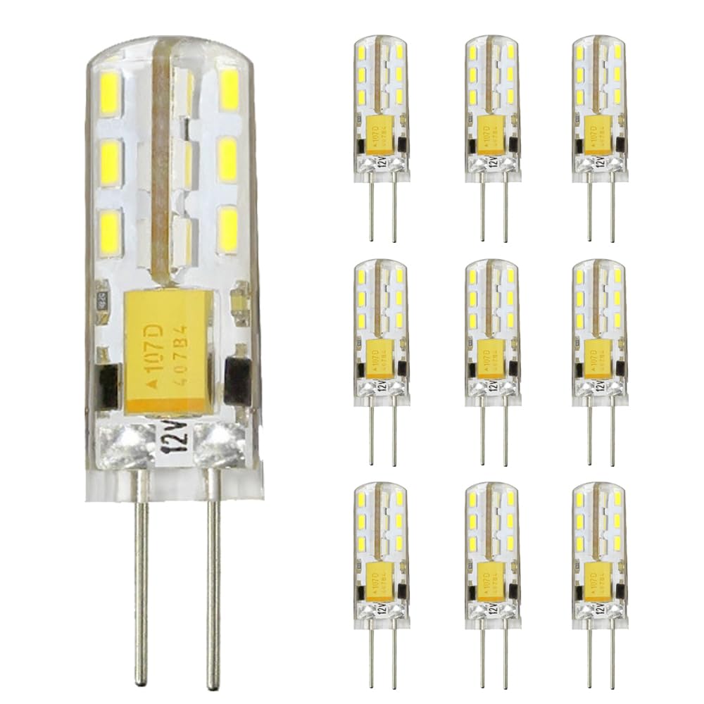 Chao Zan G4 LED Light Bulb,1.5W,360° Beam Angle,AC 12V Non-Dimmable Energy Saving Bulbs for Home Lighting (Cool White, 10 Count)