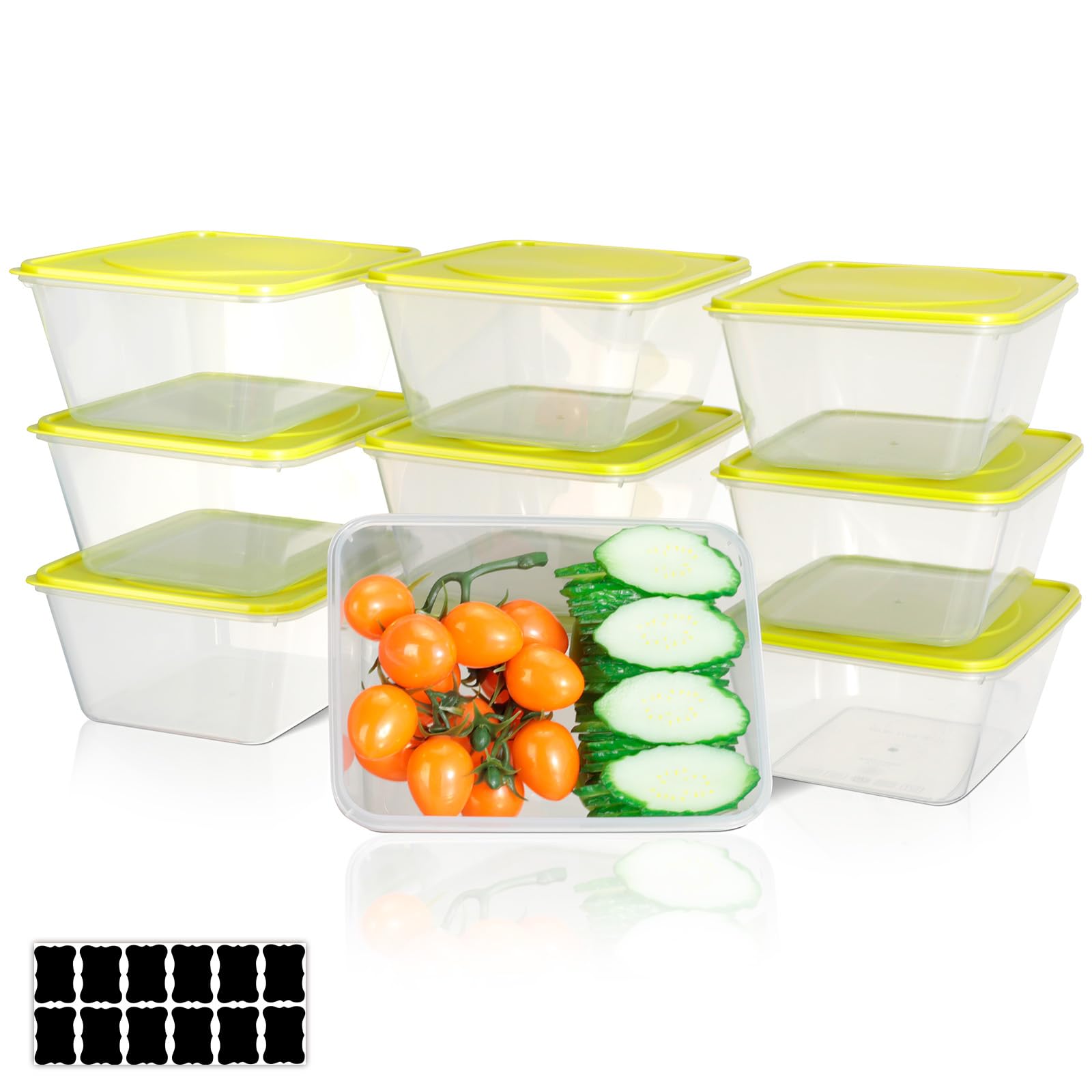 Cozary Set di 10 Scatole Rettangolari in Plastica, Contenitori per Congelare Alimenti, Contenitori per La Preparazione Dei Pasti, Riutilizzabili, Adatto a Frigorifero, Freezer, Microonde, 1100ml