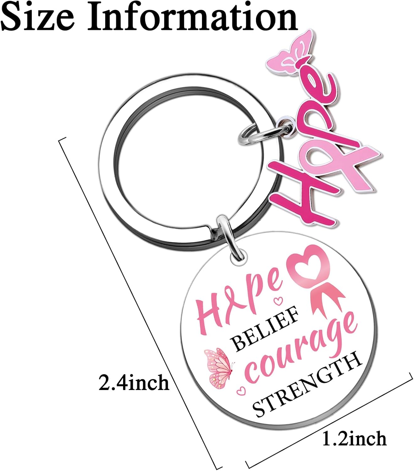 Breast Cancer Survivor Gifts Breast Cancer Gifts for Woman Breast Cancer Awareness Accessories Keychains Cancers Comfort Gift for Women Friend Pink Ribbon Uplifting Chemo Survivor Gift Keyring - Image 3