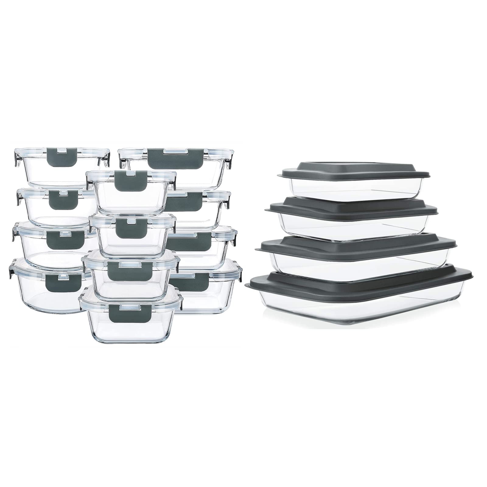 Amazon.com: M MCIRCO 24 Pcs Glass Food Storage Containers with  