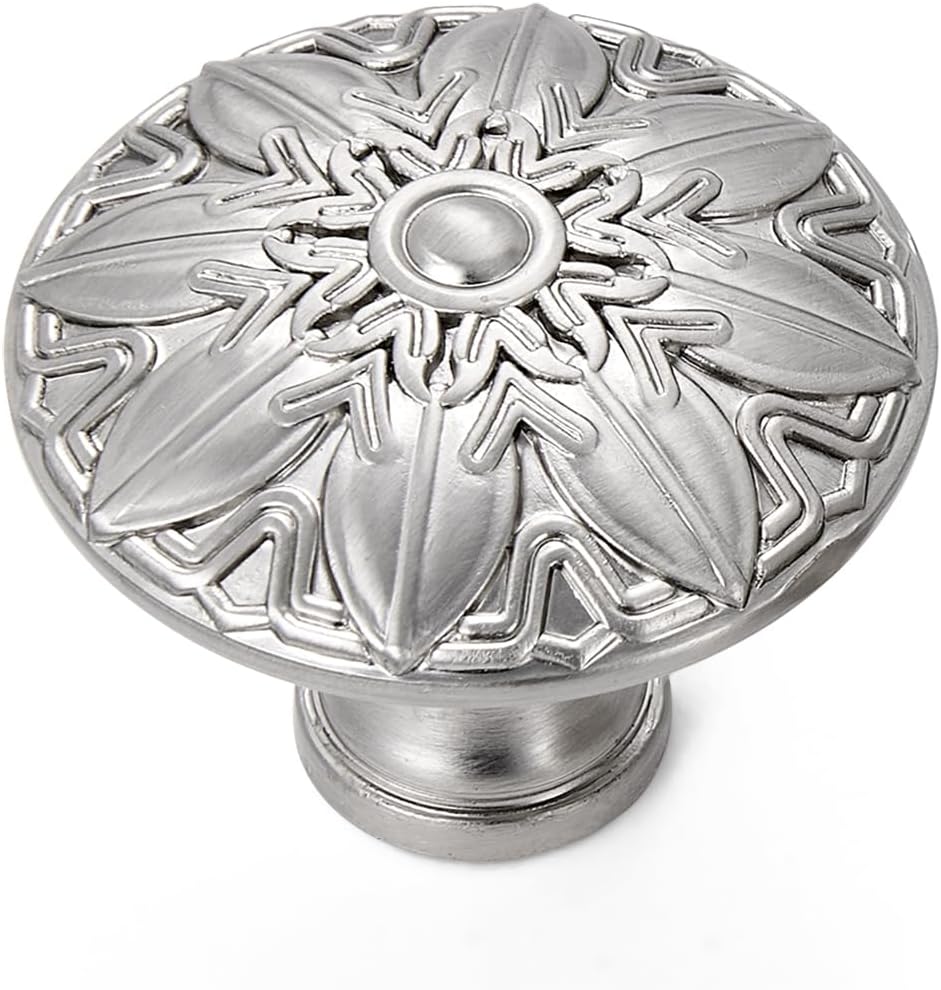 Round Drawer Knobs and Pulls - 10 Pack / 1.4 Inch(36mm), Cabinet Knobs Brushed Nickel, Stylish Drawer Knobs for Office Cabinets, Bathroom Cabinet Knob, Kitchen Decorative Hardwares