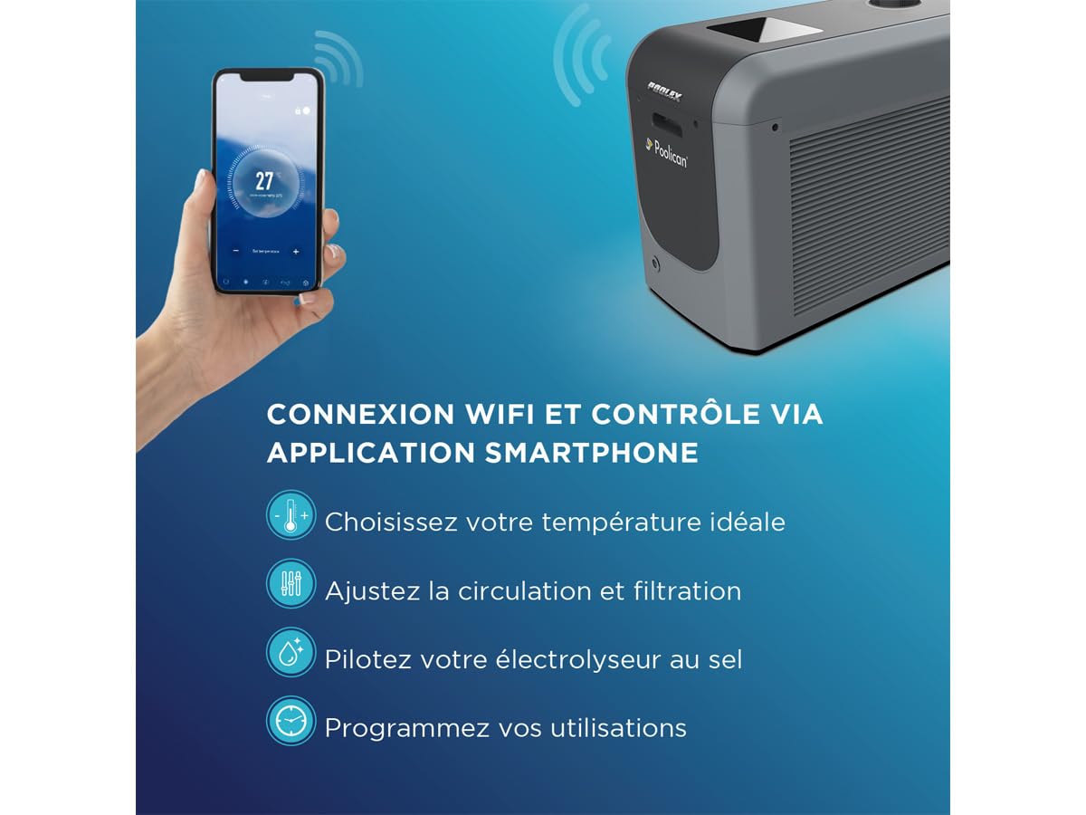 Pompe à chaleur Poolican Poolex centralisée connectée piscine 25m3