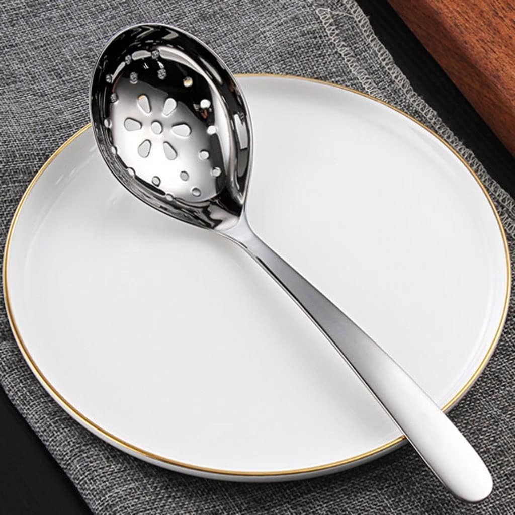 ENGENDER Strainer with Handle Portable Cooking Skimmer Stainless Steel Colander Thickened Filter Household Big Hole Soup (9.3 * 2.6 Inch)