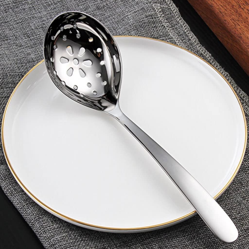 Cuchara ranurada portátil de acero inoxidable, colador grueso, colador de sopa de agujero grande para el hogar, colador de sopa, colador para cuchara de cocina
