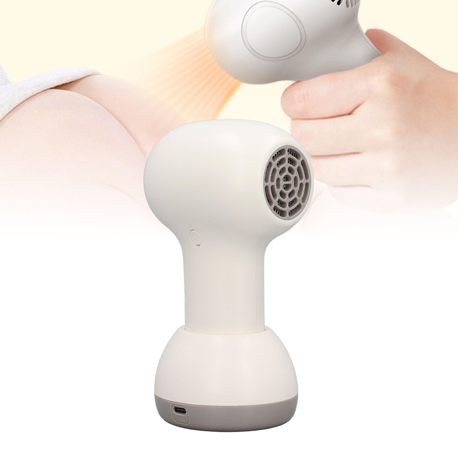 Asciugacapelli per bambini a corda, 2 velocità a basso rumore ricaricabile per il corpo pieno ricarica ricarica per capelli da viaggio per pannolino e corpo pieno (Bianco latte e marrone)