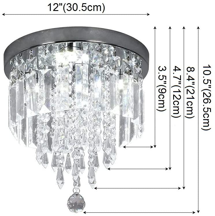Image of CRYSTA WORLD Raindrop K9 Crystal Modern Chandelier for Living Room /Bedroom /Hall, (Round ABCD, l12 /w12 /h10.5')