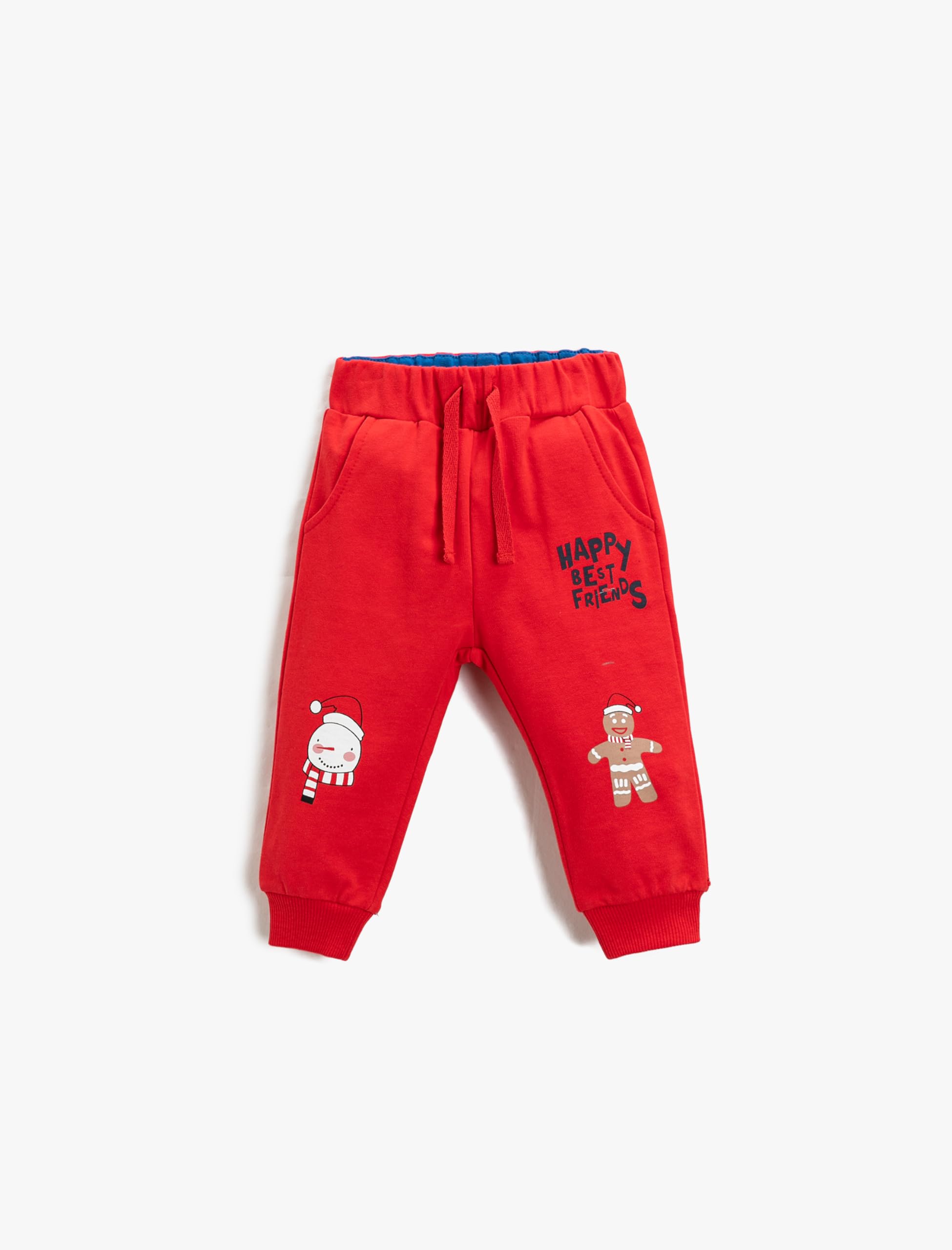 Koton Jogger Sweatpants Snowman Printed Tie Waist with Pocket.