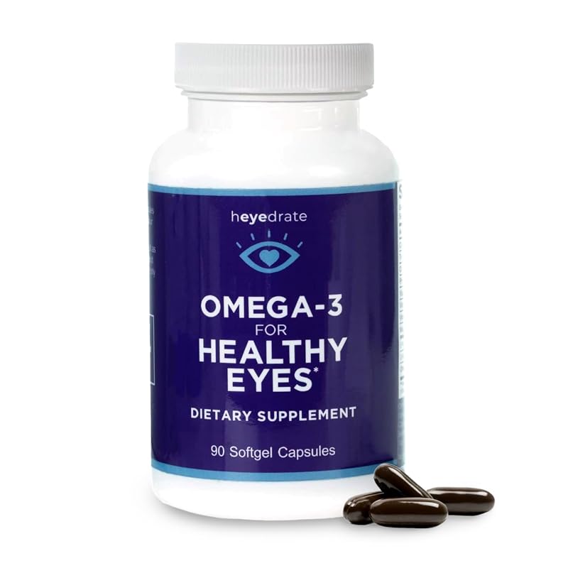 Heyedrate Suplemento de Ômega-3 com óleo de peixe, 515 mg EPA, 415 mg DHA e 40 mg Ômega 7, 90 cápsulas