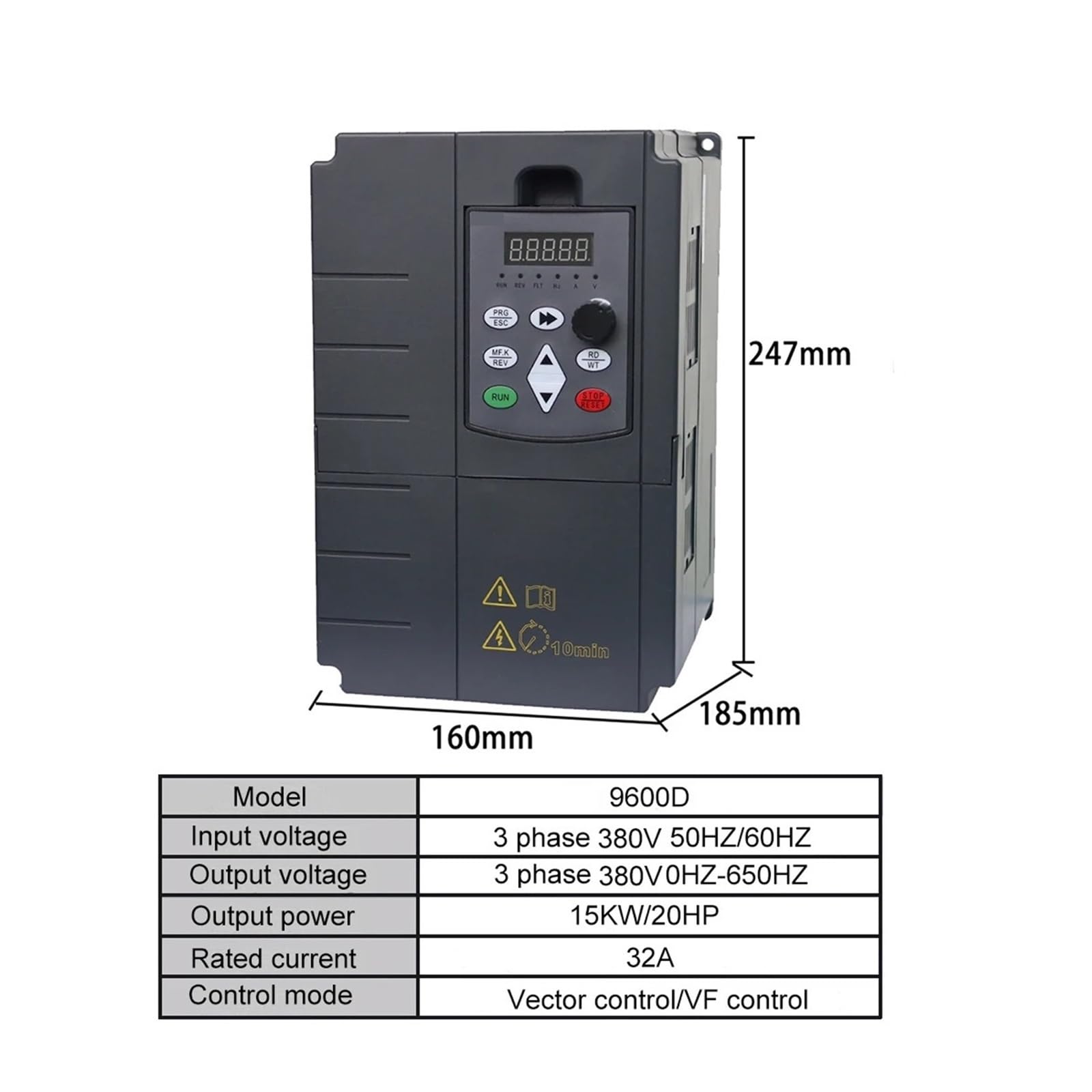 Inverter di frequenza, Controllo di velocità VFD da 15 kW, Uscita 380 V, azionamento Motore VFD for tornio, Motore asincrono trifase(15kw(20HP) 380V)