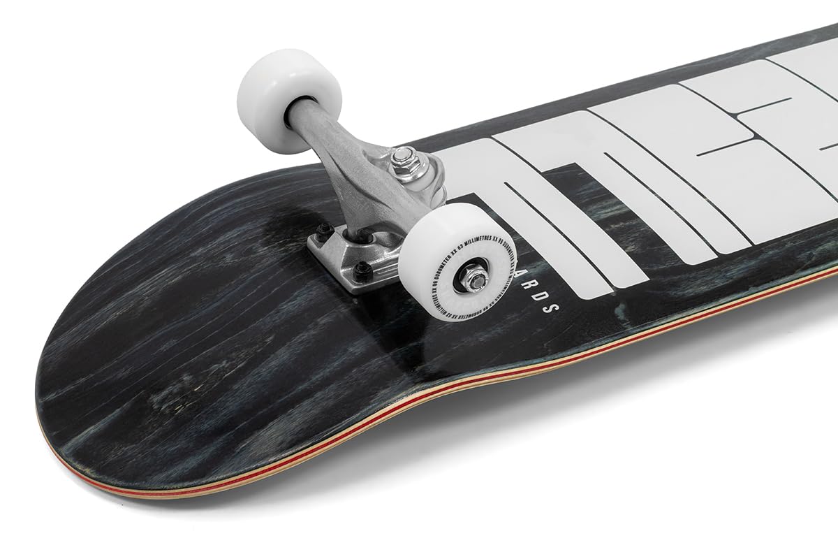 Enuff Throwback, komplettes Skateboard, 7-lagiges Ahorn-Deck und Premium-Komponenten: Decade-Pro-Trucks, 53 mm XX-Räder, ABEC-7 Chrom-Kugellager, Totenkopf-Griffband, 21,6 x 81,6 cm, Schwarz