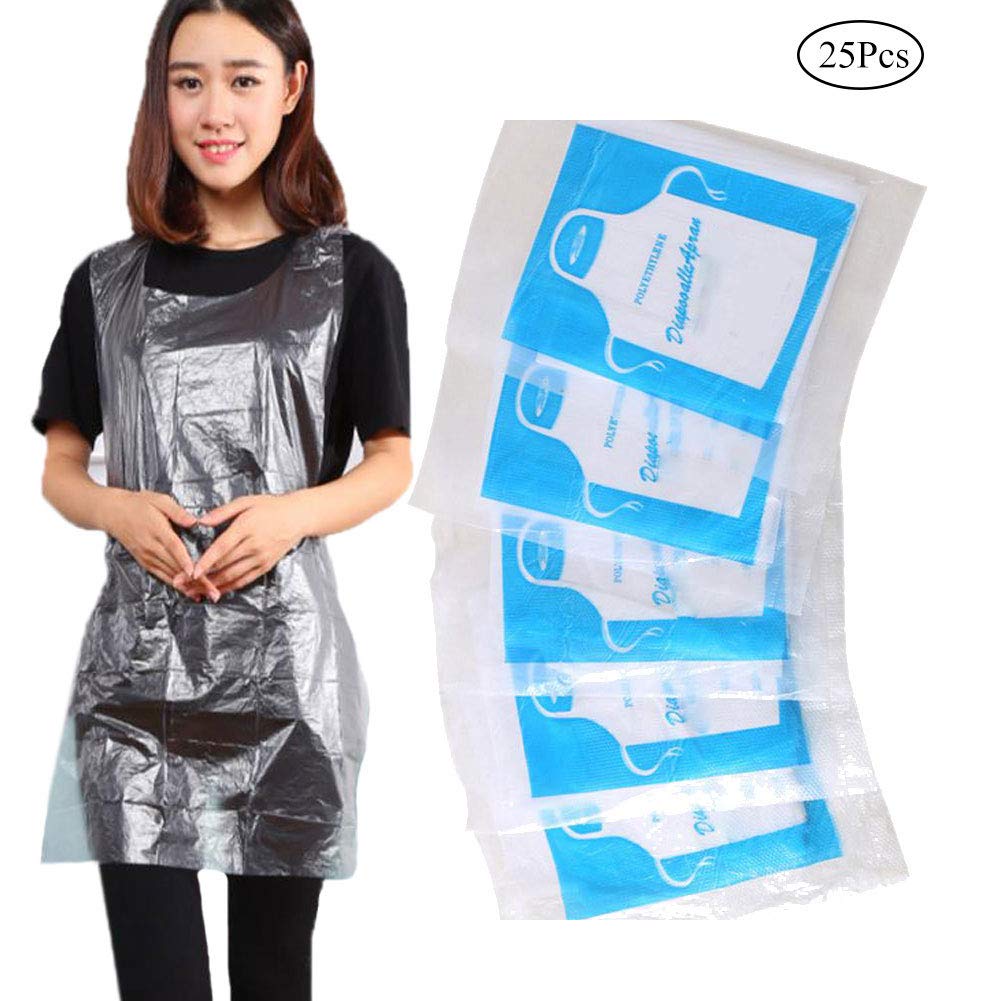 25pcs Monouso Grembiuli Di Plastica Trasparente Polietilene Impermeabile Usa E Getta Grembiuli Da Cucina, Pittura Per Adulti