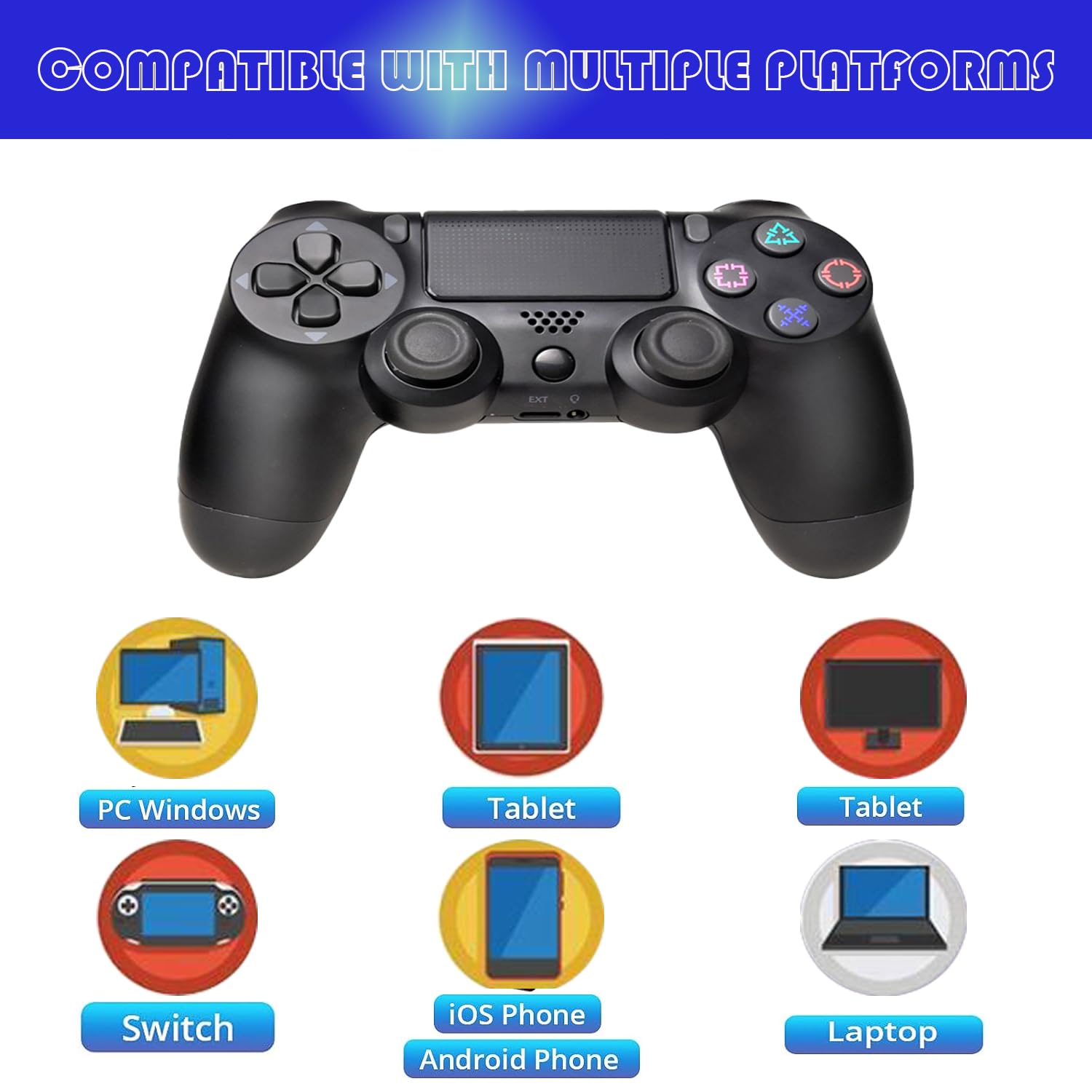 Mark- ETANA ENATA Professional wireless game controller with back button, boost vibration for PS4/PS4 Slim/PS4 Pro compatible with PC, Steam, Android and iOS, MAC