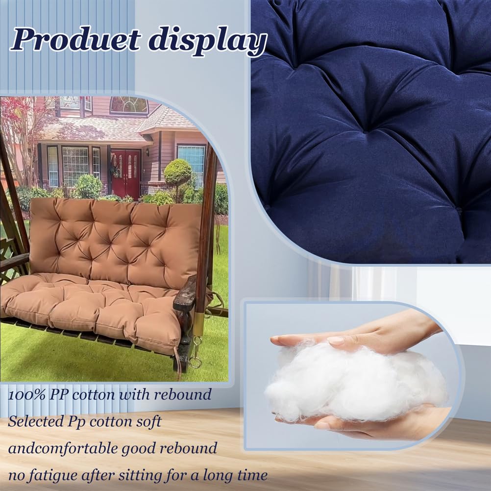 Cuscino impermeabile per panca da giardino blu pavone a 2 posti, spesso cuscino antiscivolo, per interni ed esterni, 150 x 100 cm, cuscino per sedia a dondolo