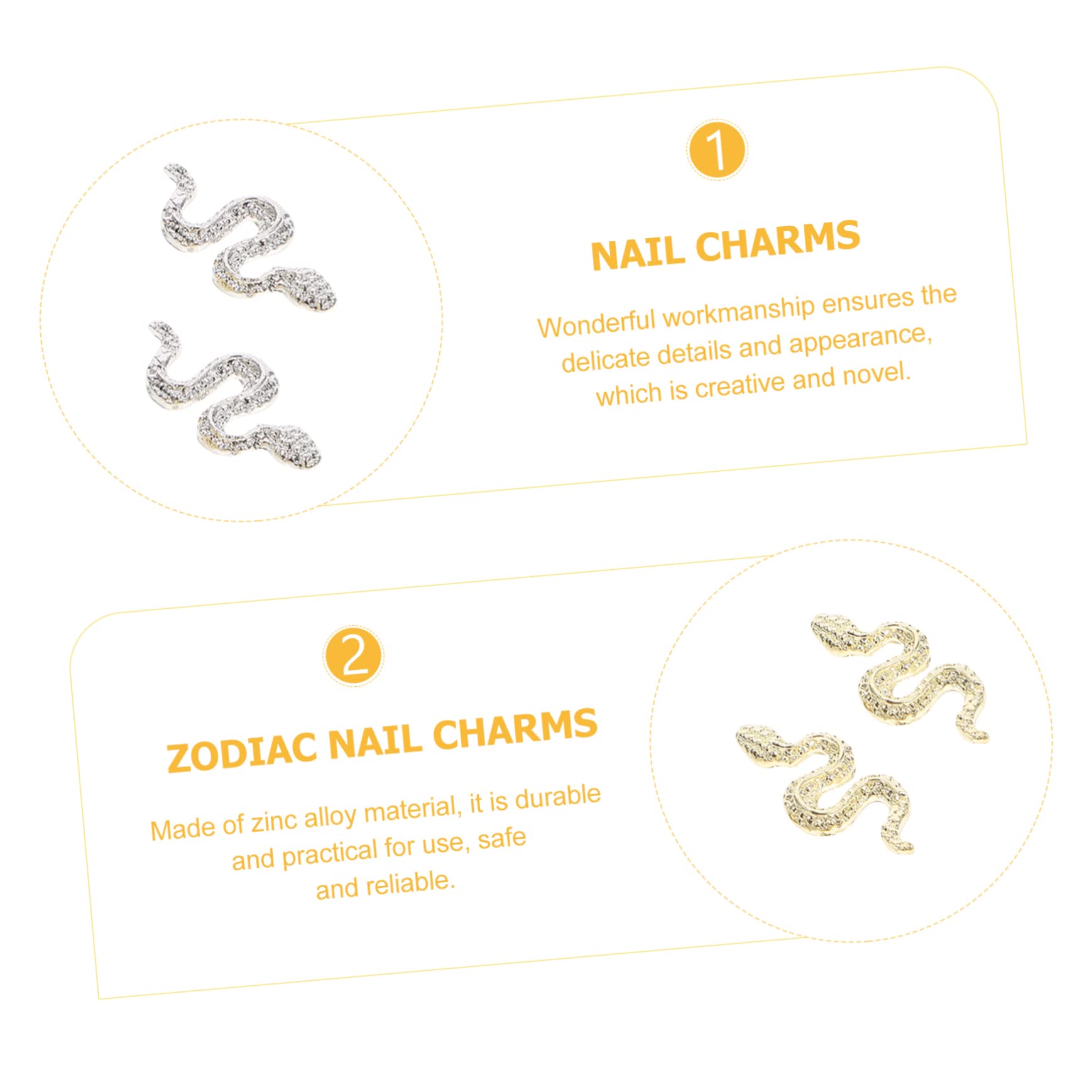 Minkissy 120 Schlangen-Nagelanhänger – 3D Zinklegierung, Flatback Strass, Für Western- & Y2K-Nageldesigns