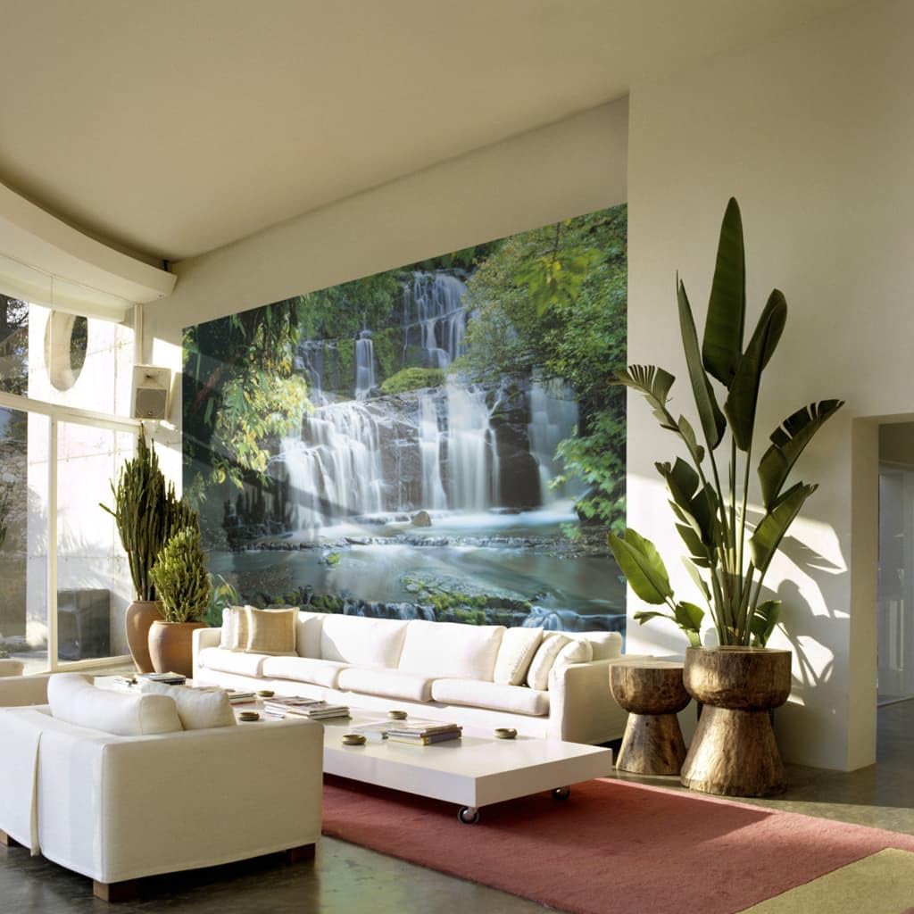 Komar 8-256 Lot de 8 papiers peints muraux panoramiques New Zealand Pura Kaunui Falls Vert 368 x 254 cm