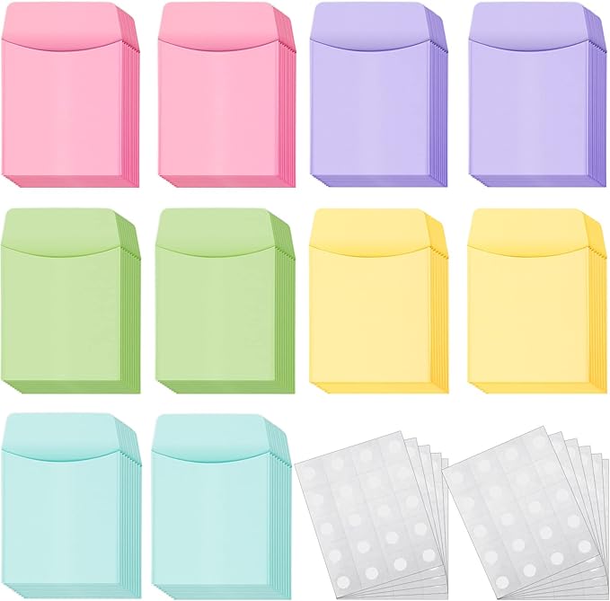 100 Pieces Library Card Envelope Colorful Small Packet Envelope Library Card Pocket