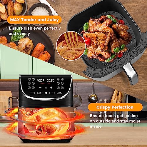 Image of Air Fryer Accessories for Gourmia GAF716 GAF798 7QT Air Fryer, Food Grade Nonstick 8.97''*8.97'' Air Fryer Replacement Parts Rack Tray Grill Pan Plate Crisper Plate, Dishwasher Safe