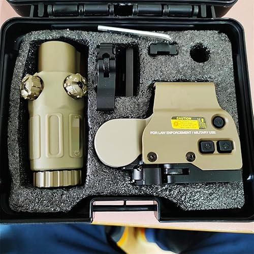 558 Green Red dot Sight + 3X Magnifier Holographic Reflex Sights with Switch to Side Quick Detachable QD Mount for Hunting (TAN) - Image 4