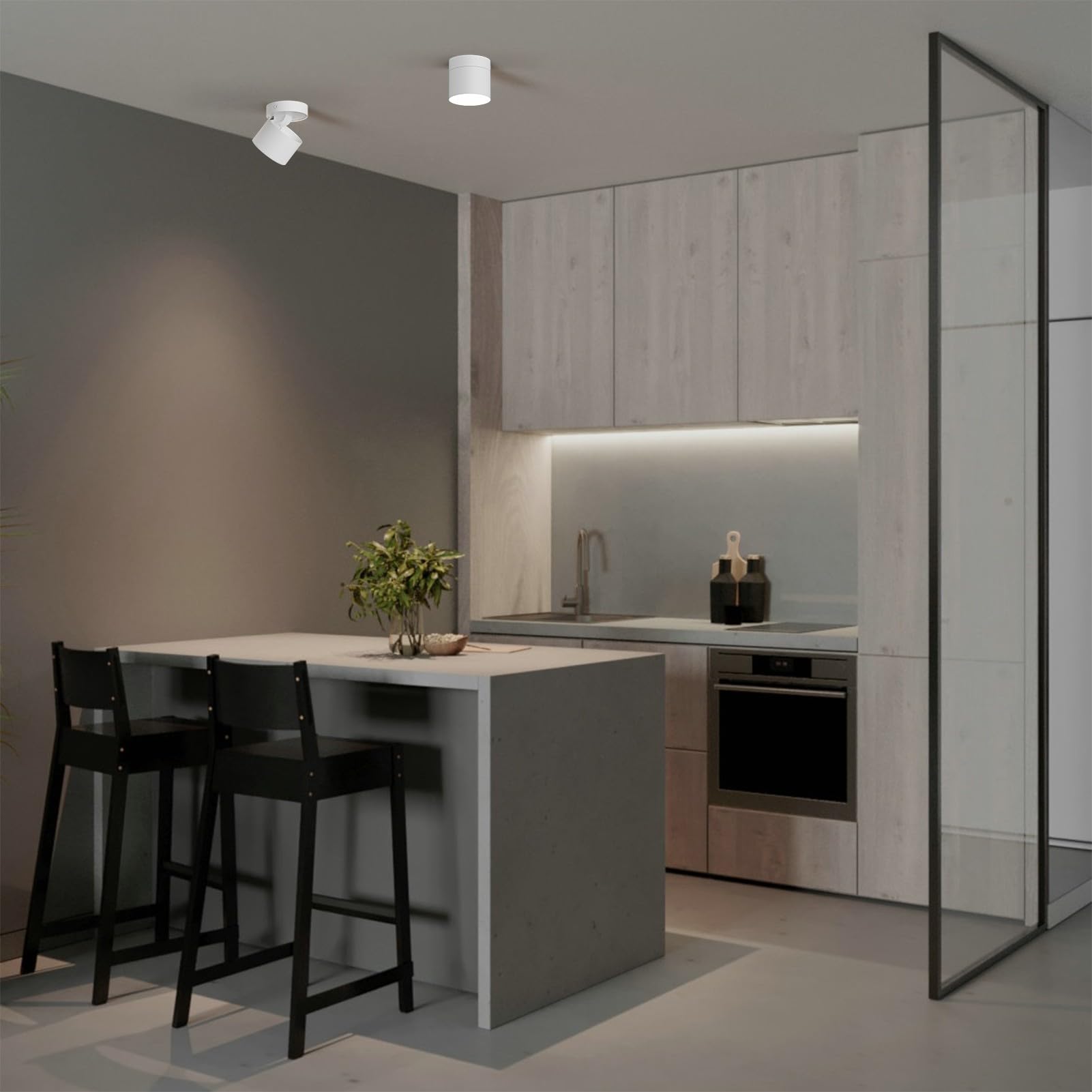 Klighten 2 Pezzi Faretti da Soffitto Orientabili, Attacco GX53, Faretto da Cilindro in Alluminio, Rotondo Faretto Superficie Moderna, 81 x 79 mm, Lampadina non Inclusa, Bianco