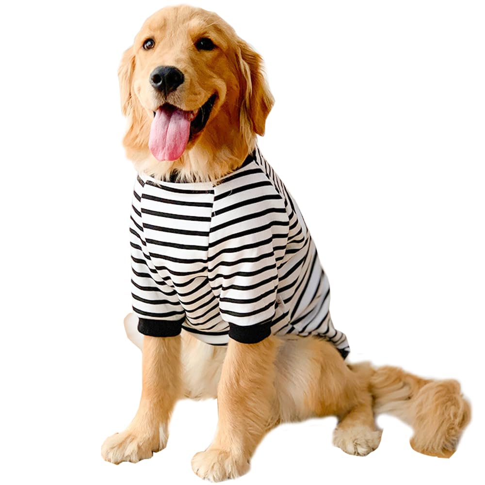 ANIAC Fleece Dog Sweater, Striped XL Shirt With Sleeves, Autumn Basic Hoodie, Warm Sweatshirt, Winter Pet Clothes for Large Dogs XXXL 55-66LB (6XL,