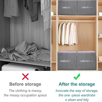 2 Pack Wardrobe Storage Organiser, 9 Grids Clothes Storage Boxes | Drawer Organiser for Underwear Organiser Wardrobe Bedroom and Drawer Dividers