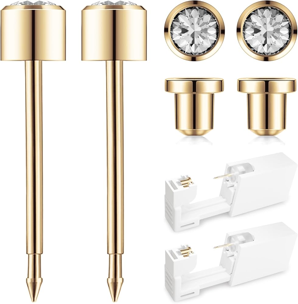 Amazon.com: SugarTang Ear Piercing Kit Gold 4mm with Safety Back