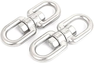 Aexit 12mm Thickness Hooks 304 Stainless Steel Double D Shape Eye to Eye Swivel Connectors Screw-in Hooks 2 Pcs