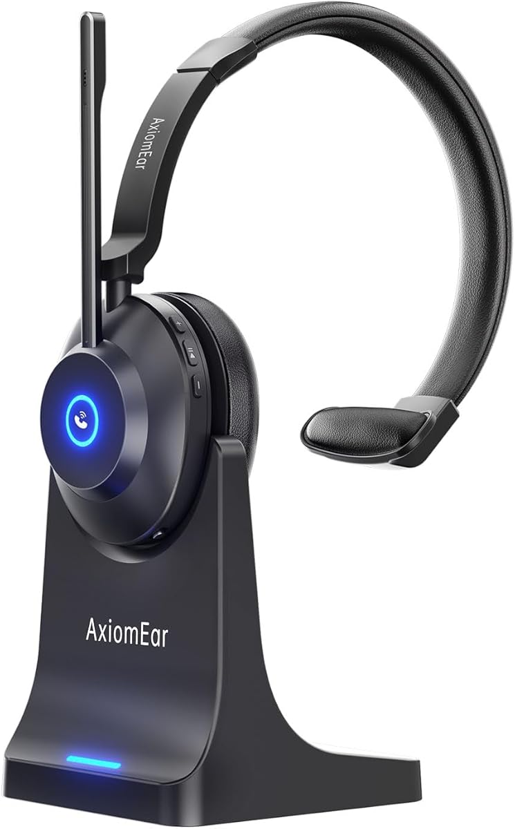 Bluetooth Wireless Headset with Mic for Work, Advanced Noise Reduction Microphone, Clear Calls - Comfortable On-Ear Headphones, Bluetooth 5.3, Applicable to Laptop, PC, Zoom(NO USB Dongle Included)