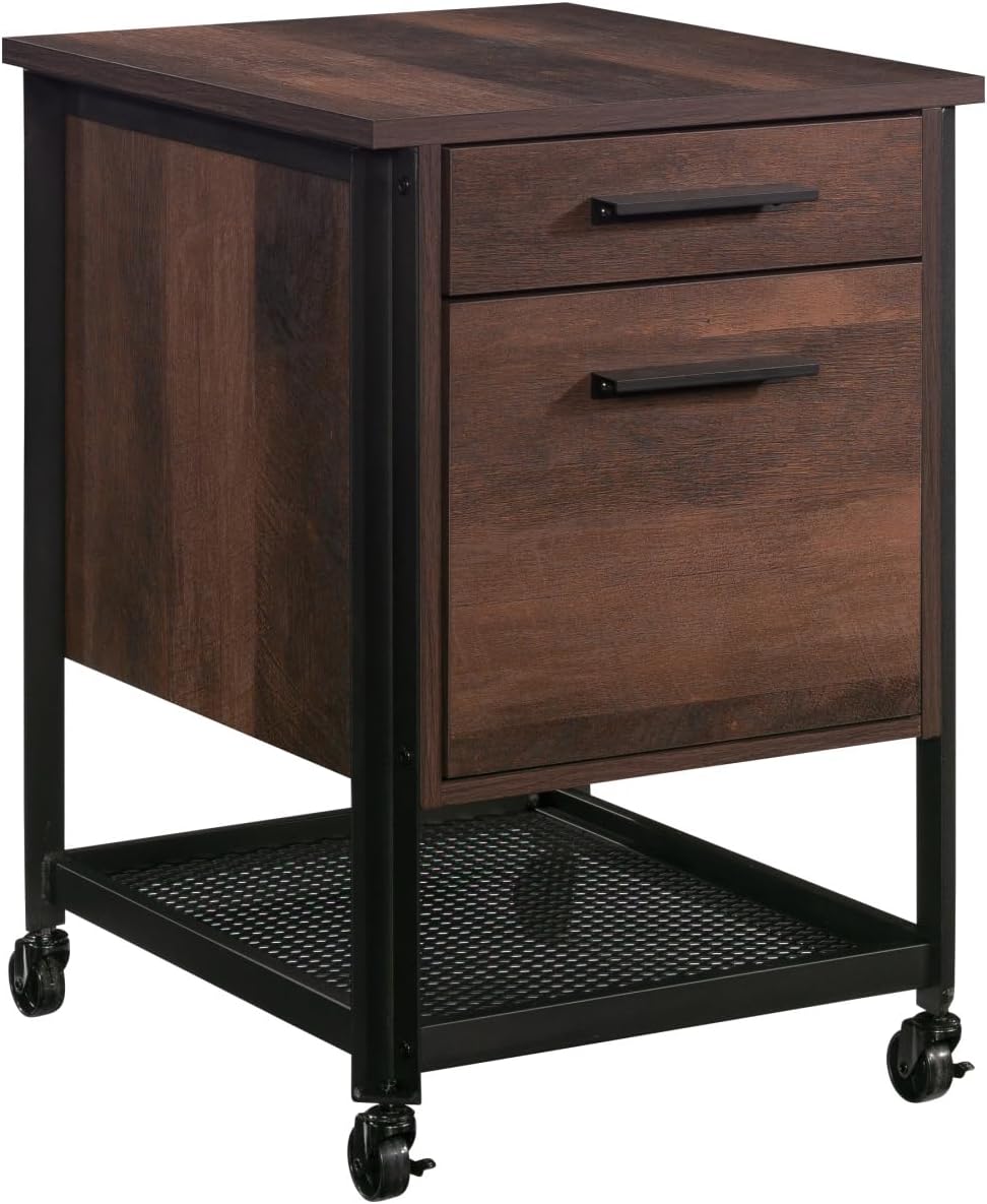 Pedestal File Cabinet - Engineered Wood Antique Dark Oak - Full Extension Slides - Home Office, Living Room, Under Desk - Space-Saving Storage