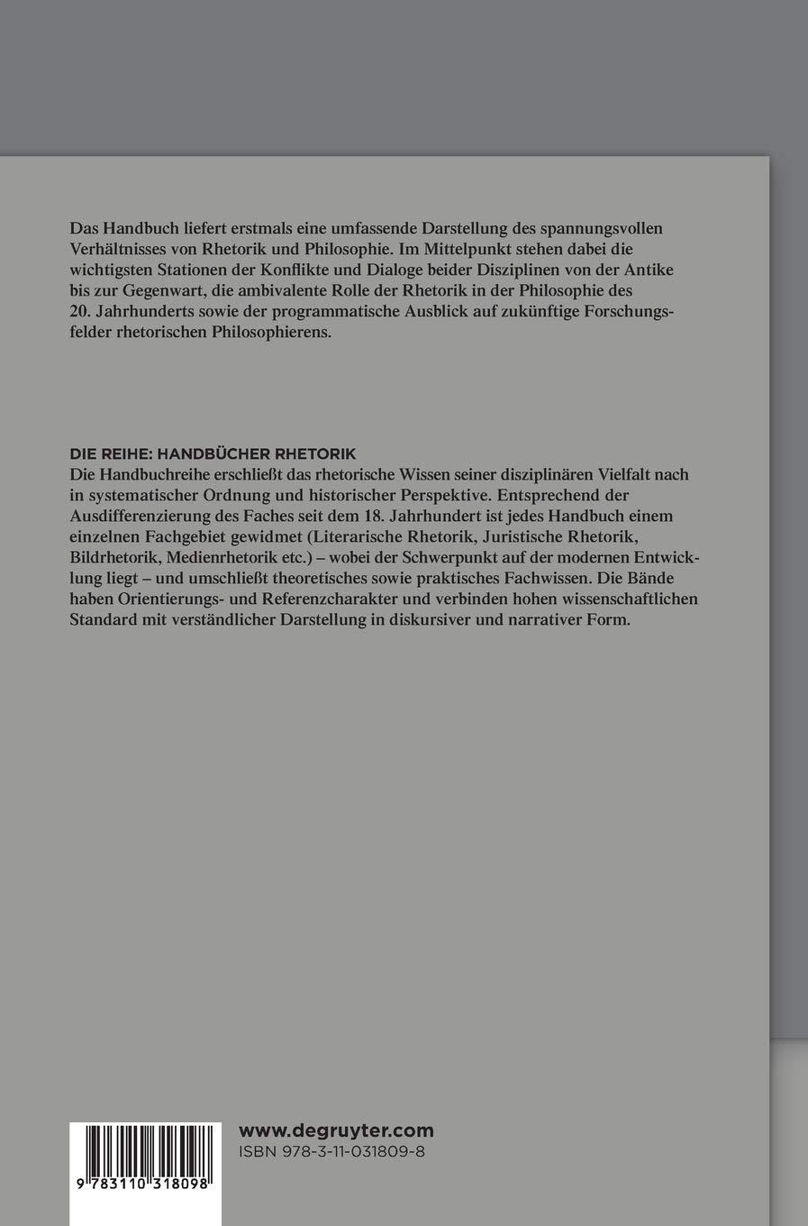Handbuch Rhetorik und Philosophie (Handbücher Rhetorik, 9, Band 9)