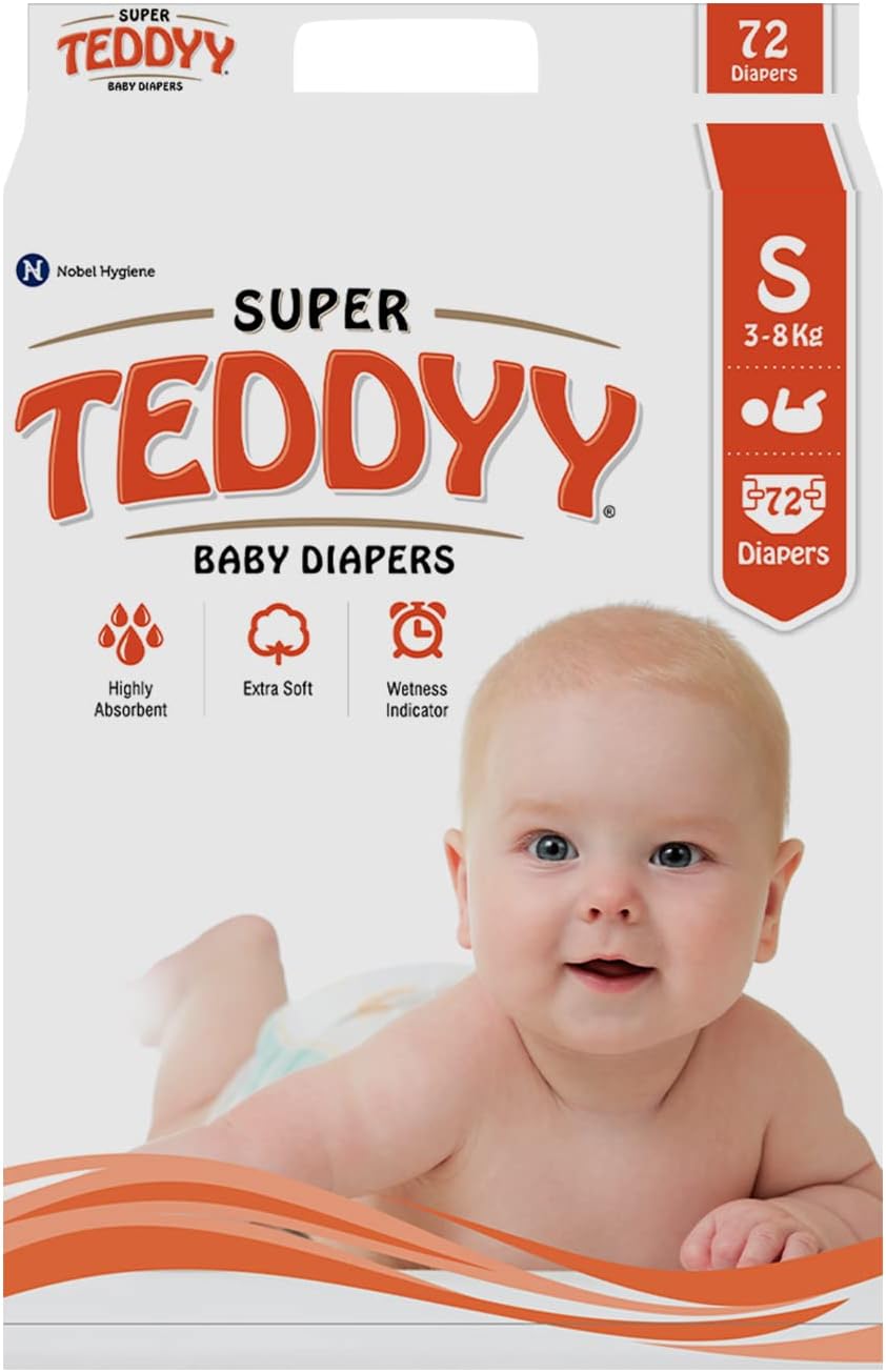 Baby Tape Diapers Super Small 72 Count (Pack of 1), 3-8 kgs, High Absorbency, Anti - Bacterial