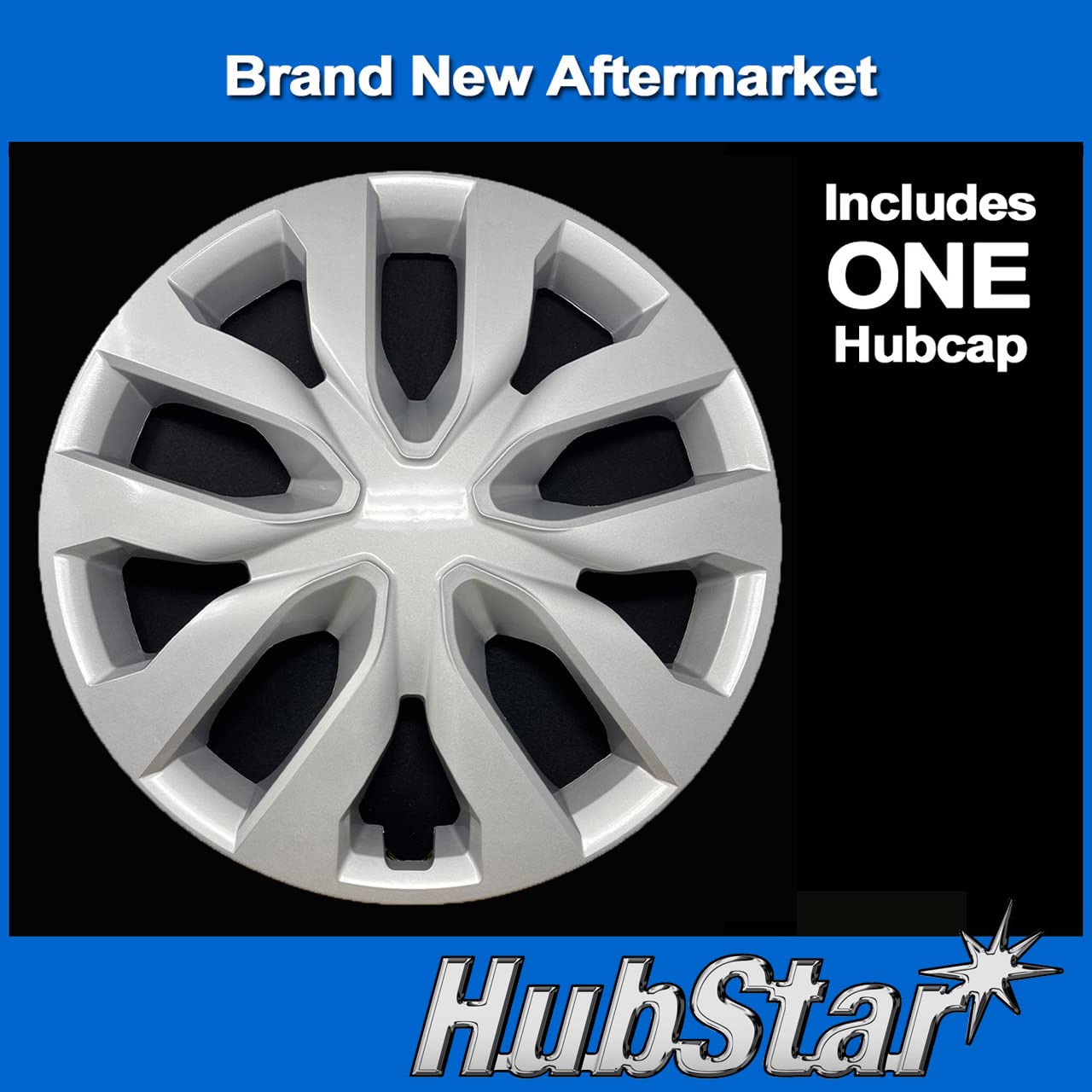 Premium Replica Hubcap, Replacement for Nissan Rogue 2014-2020, 17-inch Silver Wheel Cover (1 Piece)