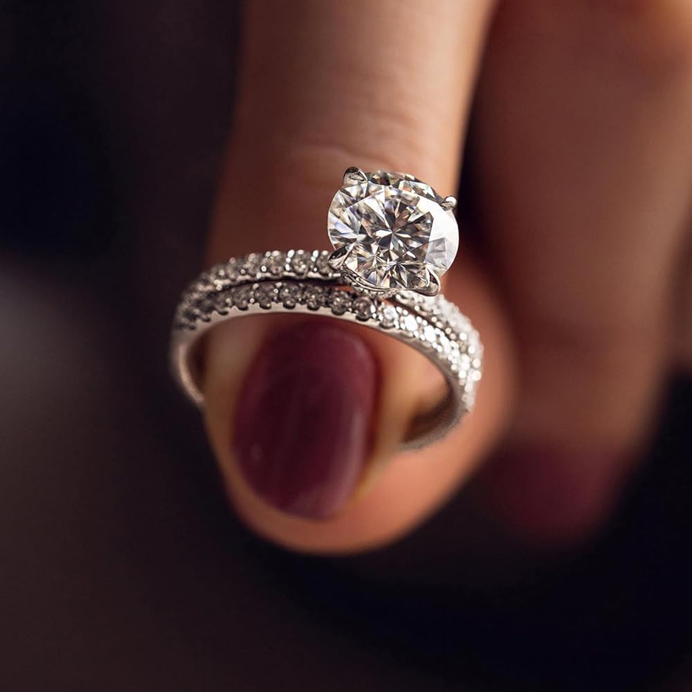 Blueeve Moissanite Engagement Ring，VVS1 Clarity 1.5CT Lab