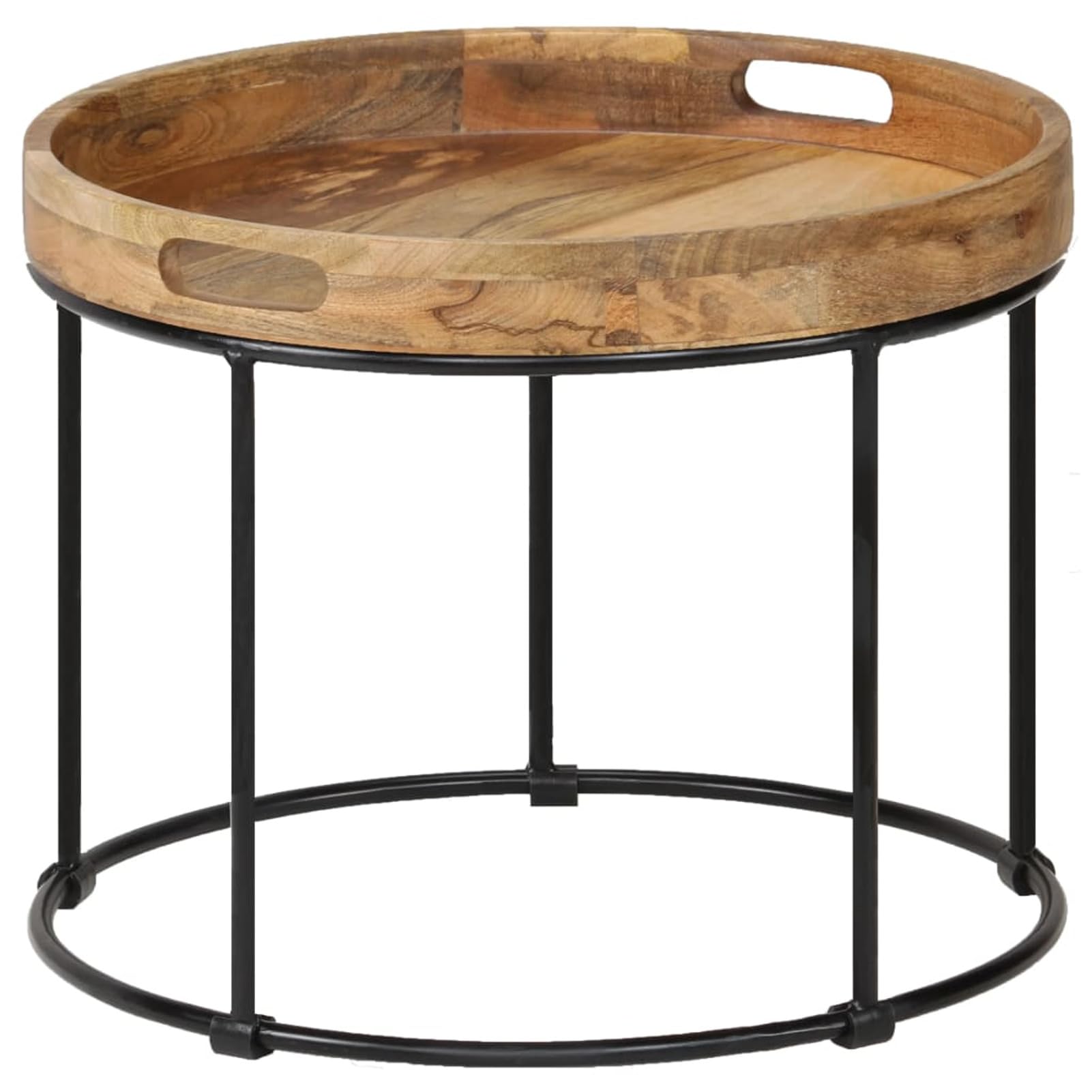 Homgoday Table basse en bois massif et acier 50 x 40 cm, table d'appoint, table d'appoint pour salon, salle de réception d'invités, chambre à coucher et mobilier de bureau