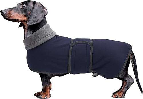 Miniatura 8 de Dachshund Coats - Abrigo de forro polar para perro salchicha en miniatura de invierno con cierre de velcro y ribete reflectante de alta visibilidad,