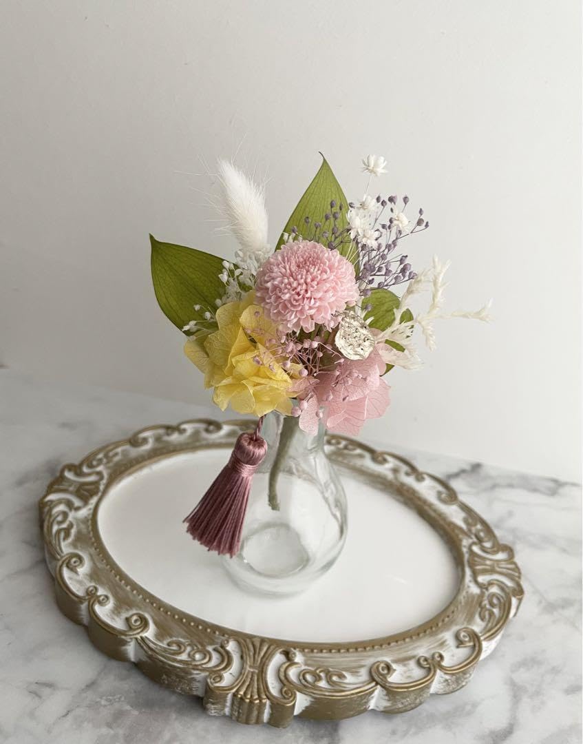 プリザーブドフラワー＊ブーケ対 花器&タッセル付 仏花 ＊お供