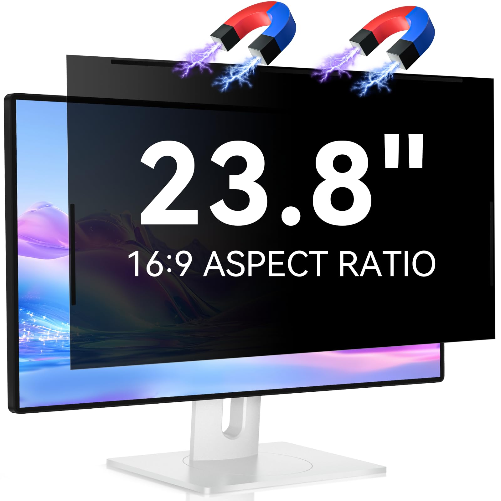 IPROKKO Filtro de privacidad magnético de 23,8 pulgadas para monitor de 16:9, protección visual extraíble, antiluz azul, antirreflejos, protector de pantalla para HP Dell Acer Lenovo Asus de 23,8