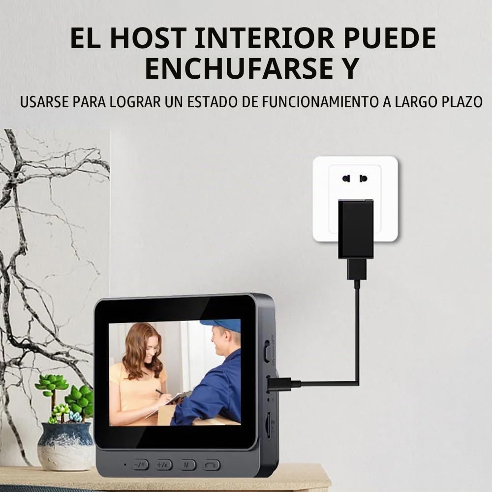 1080P Timbre Inalámbrico con Cámara,Timbre inalámbrico exterior impermeable Con pantalla IPS de 4,3 'Visión No requiere WiFi audio bidireccional visión nocturna，Timbre con camara inalambrico Vision70°