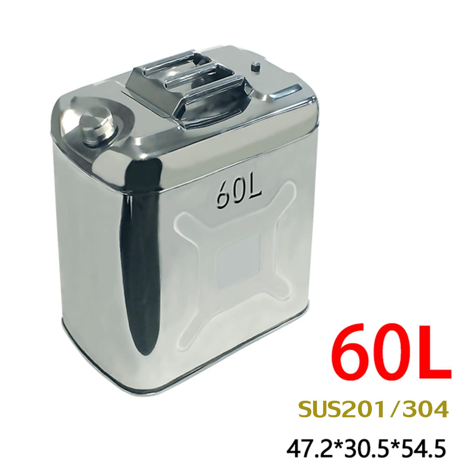 Benzinkanister Edelstahl Kraftstoff Kanister 40l 50l 60l Dieselkanister wasserkanister Dieseltrommel Reservekanister Ersatzstofftank Mit hahn Garten Zubehör (Color : Sus304, Size : 60L)