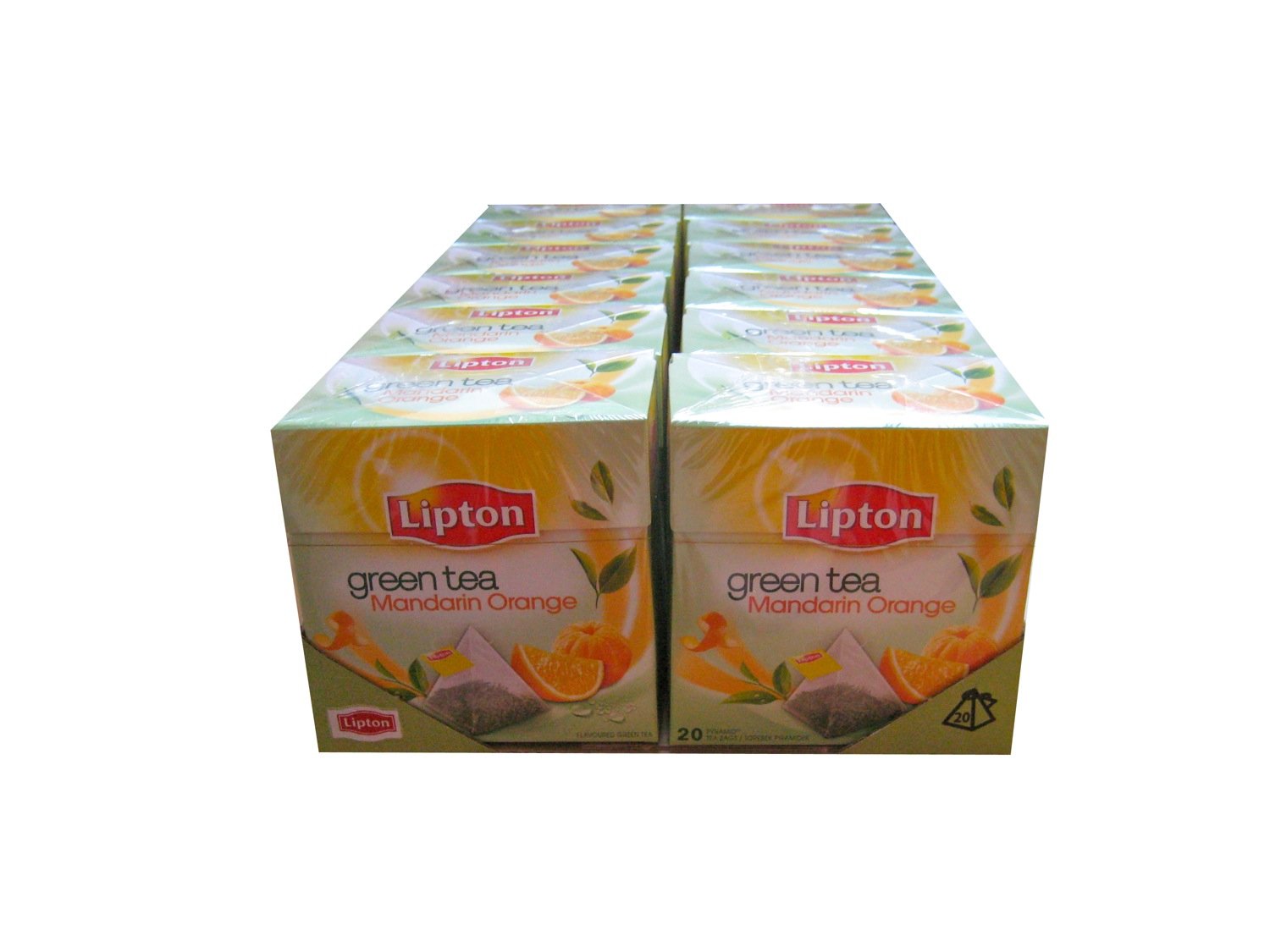 Lipton Pyramids Green Tea Mandarin & Orange, 20 Tea bags - 12 units