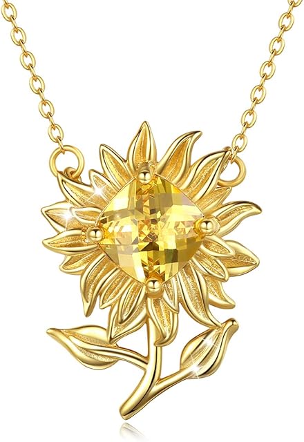 Sunflower Necklace You Are My Sunshine, Aeonslove Gold Cute Sun Flower Heart Pendant Chain Silver Jewellery Gifts For Women Her Girls Daughter Sister Birthday Christmas Xmas Thanksgiving