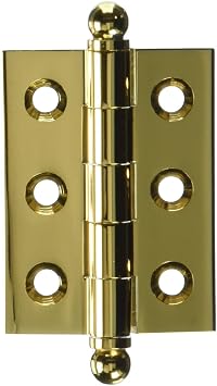 Deltana CH2015CR003 Solid Brass 2-Inch x 1-1/2-Inch Cabinet Hinge with Ball Tips