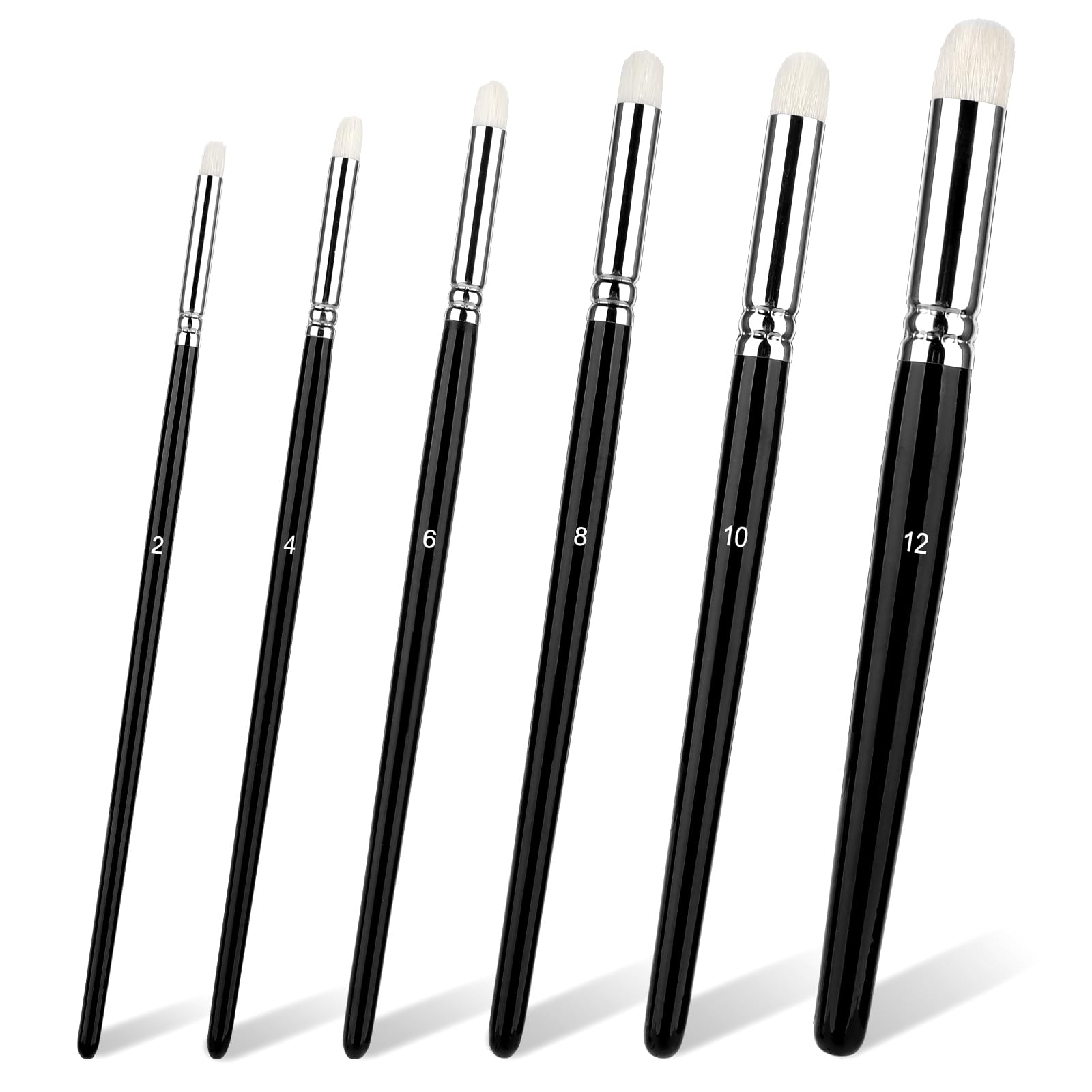6 Pcs Dry Brush Set, Drybrush Set Round Detail Paint Brush for Model Ceramics Art Painting(2, 4, 6, 8, 10, 12)